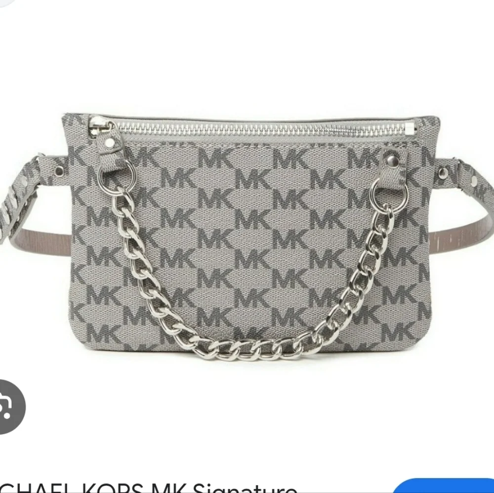 Michael Kors Gray MK Signature Chain-Handle Crossbody/belt bag